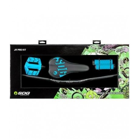 SDG Jr Pro Kit (Pedals, Bars, Grips, Saddle) Cyan Blue-BicicletaDomino- MARCAS